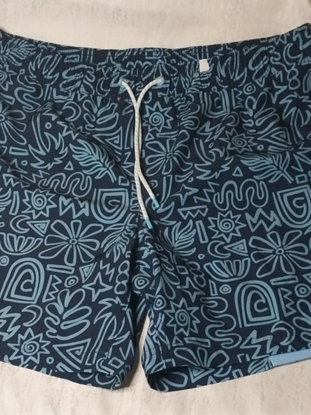 Members Mark Men's L Navy Blue Patterned Swim Shorts